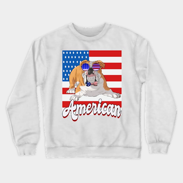 English Bulldog American 4th of July Crewneck Sweatshirt by Noseking